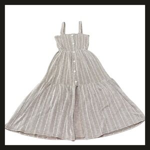 Caution to the Wind Striped Button Front Tiered Midi Sundress Women’s Small EUC